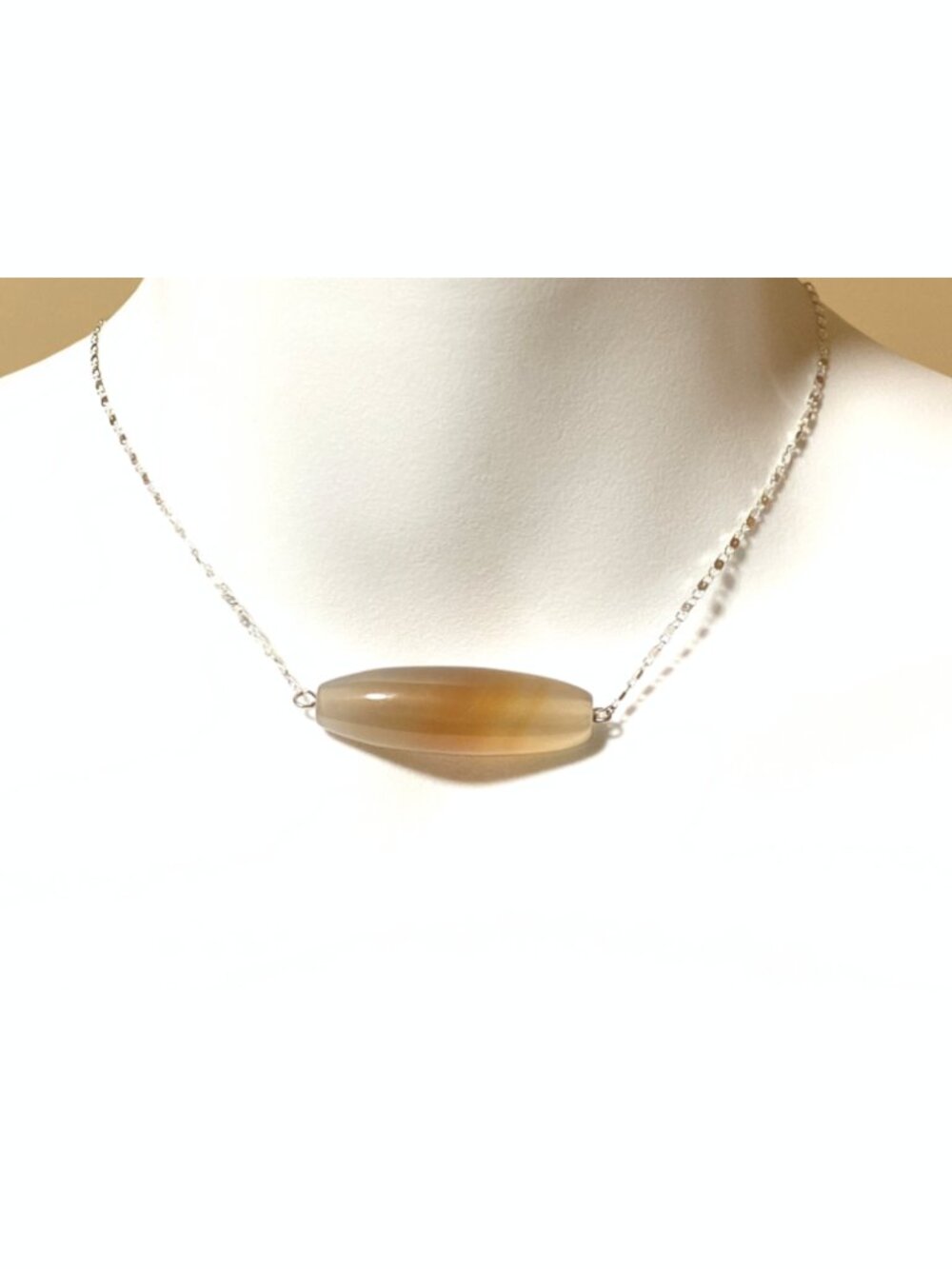 2/$20, Natural Agate Short Necklace, Gemstone Bar Pendant & Stainless Chain